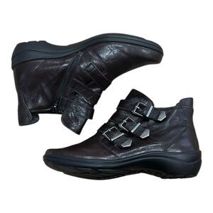 Romika Dark Brown Leather Ankle Cassie Boots with Buckles 37